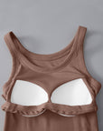 Rosy Brown Round Neck Tank with Bra