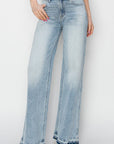 Light Gray Risen Full Size High Rise Wide Leg Jeans