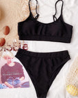 Light Gray Scoop Neck Spaghetti Strap Two-Piece Swim Set Sentient Beauty Fashions Apparel & Accessories