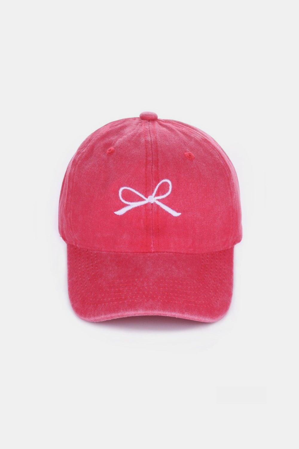 Maroon Zenana Bow Embroidered Washed Cotton Caps Sentient Beauty Fashions Apparel &amp; Accessories