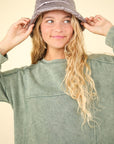 VERY J Mineral Washed Oversized Sweatshirt Mini Dress