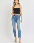 Risen Full Size High Rise Cropped Roll Up Jeans