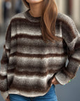 Gradient Round Neck Dropped Shoulder Sweater