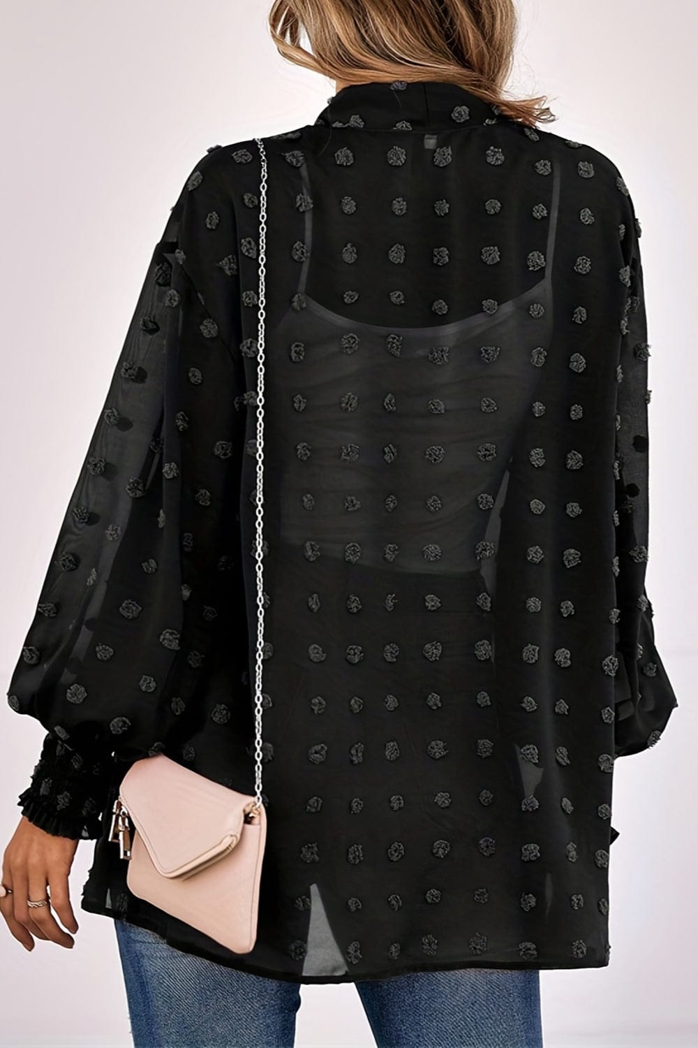 Black Swiss Dot Long Sleeve Shacket