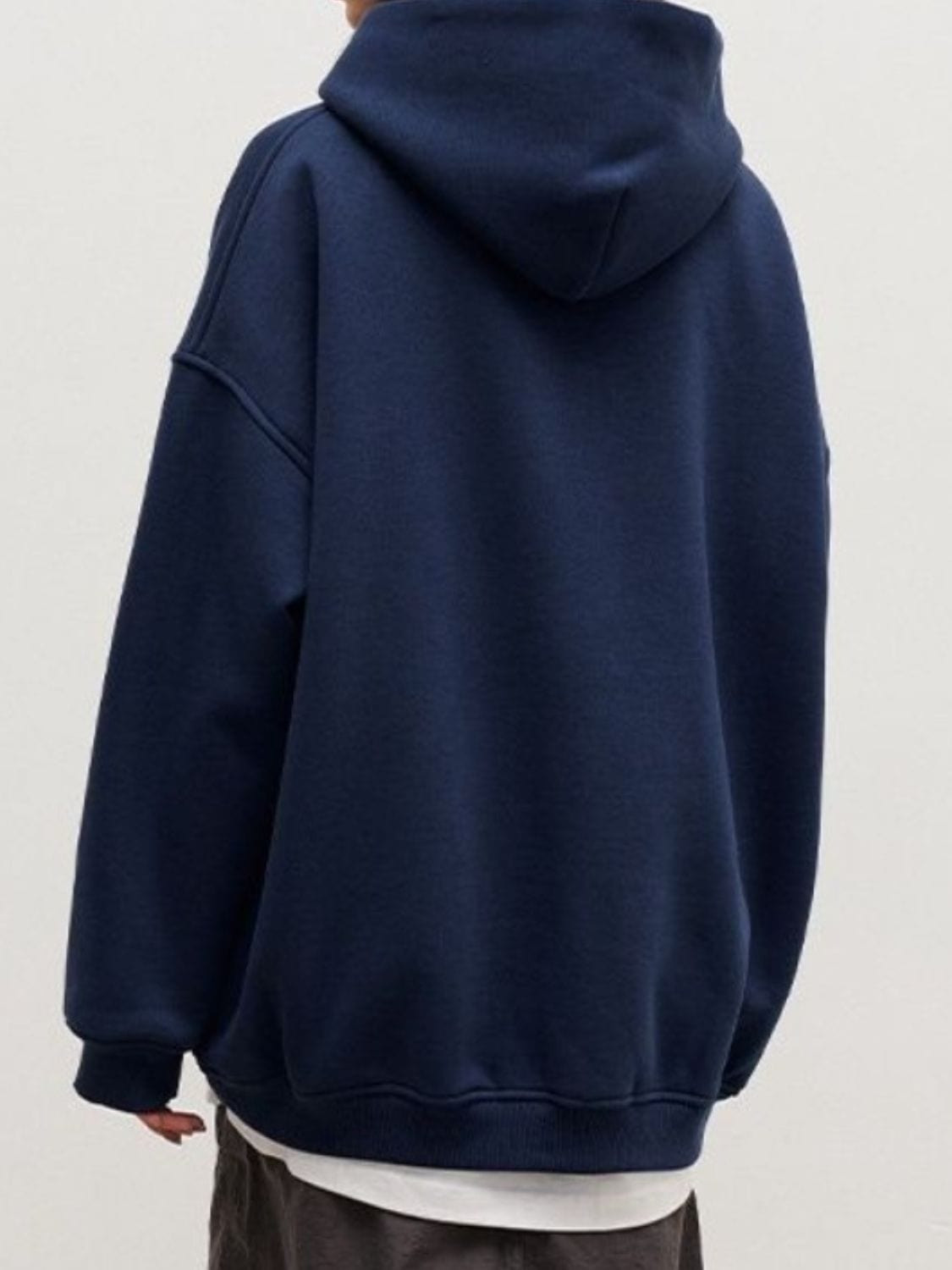 Pocketed Dropped Shoulder Long Sleeve Hoodie