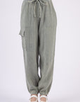 Lavender VERY J Washed Woven Crinkle Gauze Drawstring Pants