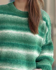 Gradient Round Neck Dropped Shoulder Sweater