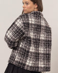 HYFVE Plaid Collared Neck Boucle Jacket with Pockets