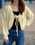 Tied Dropped Shoulder Long Sleeve Cardigan