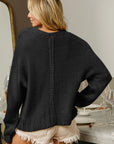 Dark Gray BiBi V-Neck Cable Knit Sweater