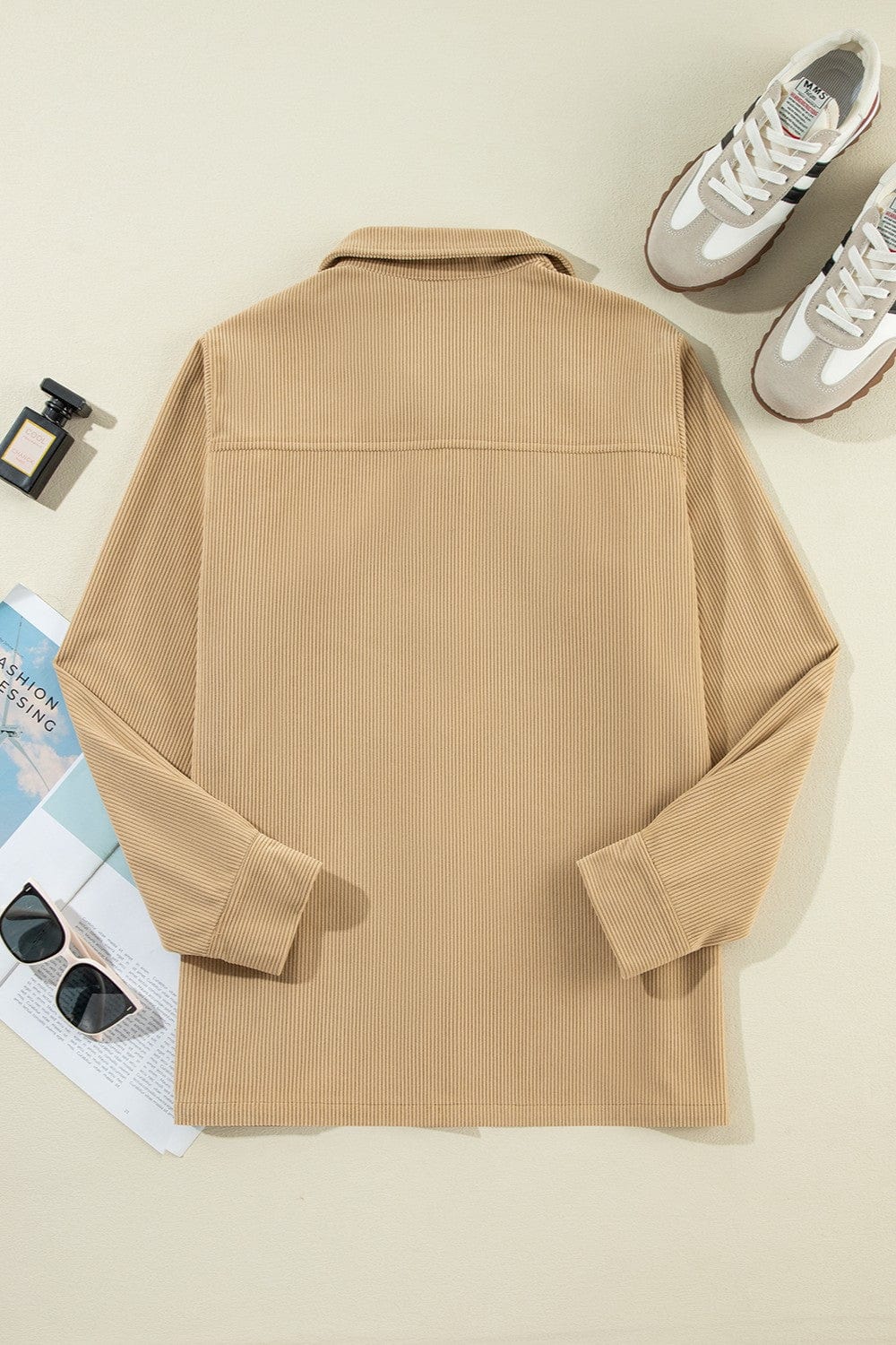 Light Gray Button Up Long Sleeve Jacket