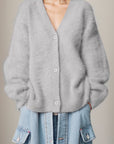 Button Up Dropped Shoulder Cardigan