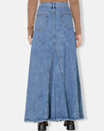 Raw Hem Maxi Denim Skirt