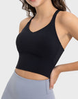 Light Gray Crisscross Round Neck Active Tank