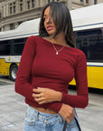 Backless Round Neck Long Sleeve Blouse