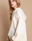 Rosy Brown POL Exposed Seam Hooded Knit Top