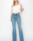 RISEN Mid Rise Flare Jeans with Pockets