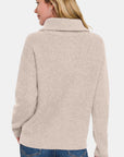 Zenana Half Zip Long Sleeve Sweater