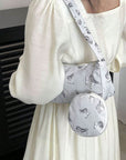 Light Gray Butterfly Print Shoulder Bag with Purse Sentient Beauty Fashions Apaparel & Accessories