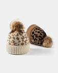 Leopard Pom-Pom Cuffed Beanie