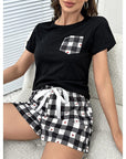 Plaid Heart Top and Shorts Lounge Set