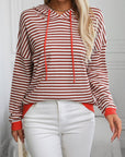 Mandy Striped Long Sleeve Hooded Knit Top