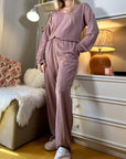 V-Neck Long Sleeve Top and Pants Set