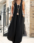 Black Pocketed Scoop Neck Wide Leg Jumpsuit