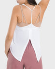 Antique White Slit Spaghetti Strap Scoop Neck Active Cami