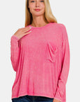 Misty Rose Zenana Round Neck Long Sleeve T-Shirt