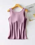 Light Gray Round Neck Tank with Bra