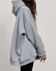 Pocketed Dropped Shoulder Long Sleeve Hoodie