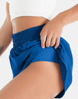 Midnight Blue Elastic Waist Active Shorts