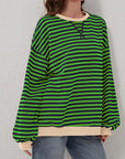 Dark Slate Gray Contrast Striped Long Sleeve Sweatshirt