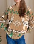 Christmas Element Round Neck Long Sleeve Sweater