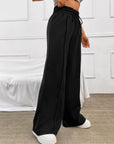 Honey Drawstring Elastic Waist Wide Leg Pants