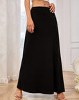 Solid Elastic Waist Maxi Skirt