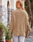 Mock Neck Rib-Knit Sweater