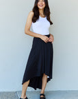 Light Steel Blue Ninexis First Choice High Waisted Flare Maxi Skirt in Black