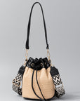 Gray Straw Braided Adjustable Strap Bucket Bag Sentient Beauty Fashions Apparel & Accessories