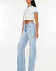 White Smoke Kancan Distressed High Waist Straight Jeans