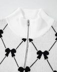 Bow Half Zip Sweater Vest