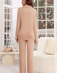 Button Up Long Sleeve Top and Pants Lounge Set