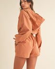 Mable Snap Down Long Sleeve Hooded Romper