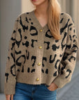 Leopard V-Neck Button Up Cardigan