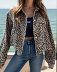 Leopard Button Down Long Sleeve Jacket