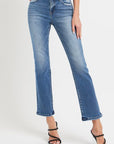 RISEN Full Size Mid Rise Ankle Straight Jeans with Pockets