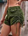 Drawstring Denim Shorts with Pockets