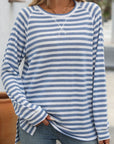 Mandy Striped Round Neck Long Sleeve T-Shirt