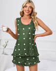 Heart Scoop Neck Tank and Shorts Lounge Set